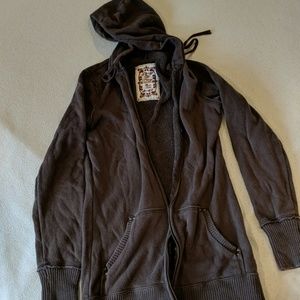 Long brown hoodie, Old Navy, size XS